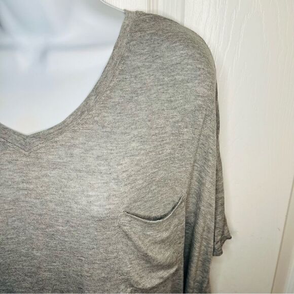 Abound Boxy High Low Hem Oversized Pocket V-Neck Tshirt Heather Gray M - Picture 5 of 9